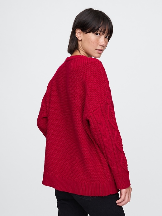 Image number 2 showing, Oversized Mixed Cable-Knit Sweater