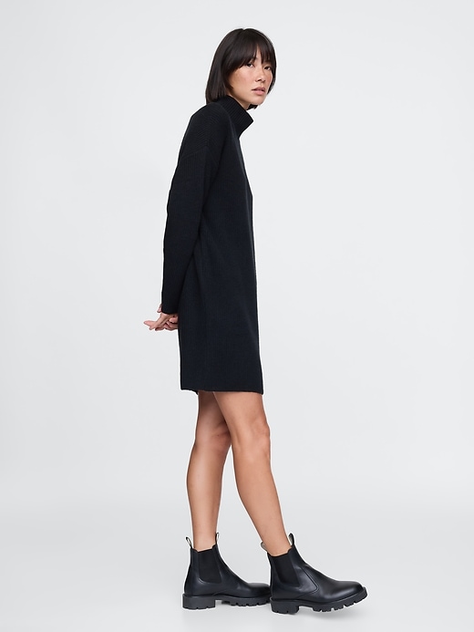 Image number 3 showing, CashSoft Rib Turtleneck Mini Sweater Dress