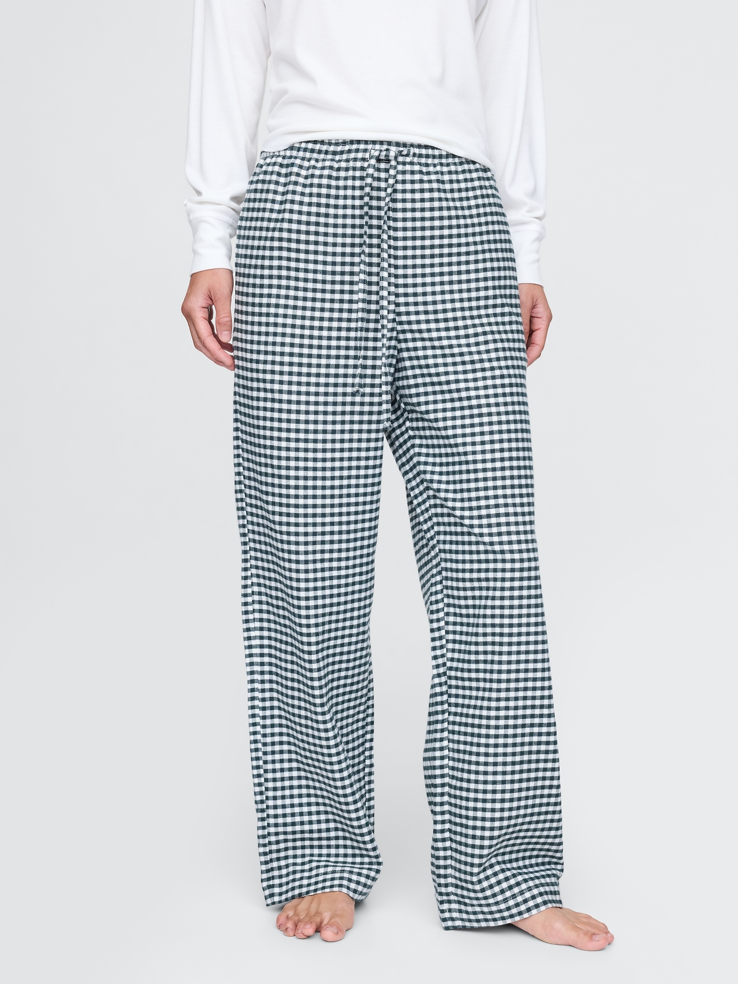 Shop Gap Softest Flannel Pants In Green Gingham Print