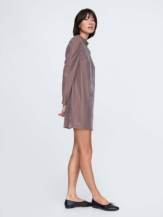 Image number 3 showing, Recycled Velvet Puff Sleeve Mini Dress