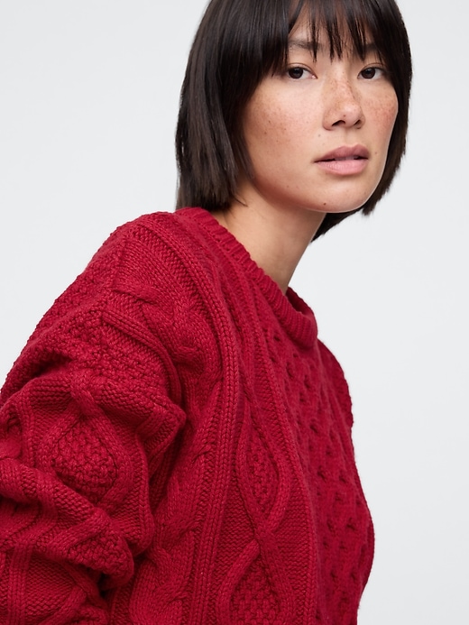 Image number 3 showing, Oversized Mixed Cable-Knit Sweater