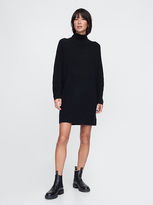 Image number 1 showing, CashSoft Rib Turtleneck Mini Sweater Dress