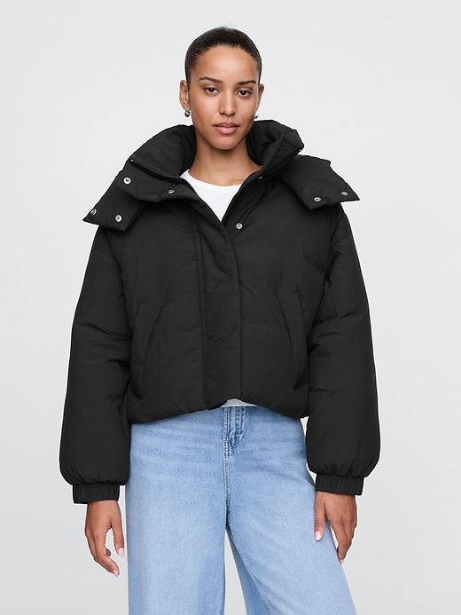 Image number 1 showing, Cropped Duvet Wrap Puffer Jacket