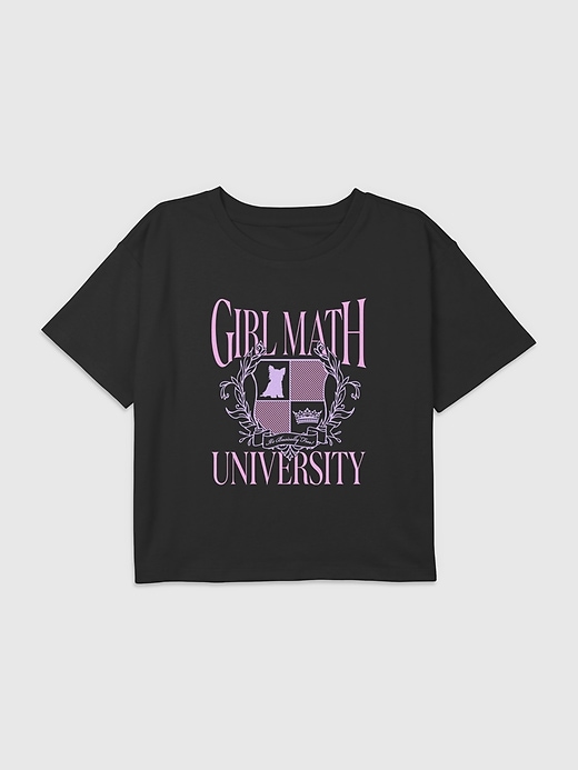 Image number 1 showing, Kids Girl Math University Graphic Boxy Crop Tee