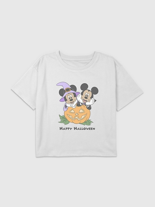 Image number 1 showing, Kids Mickey And Minnie Halloween Pumpkin Graphic Boxy Crop Tee