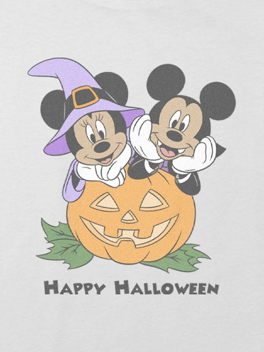 Image number 2 showing, Kids Mickey And Minnie Halloween Pumpkin Graphic Boxy Crop Tee