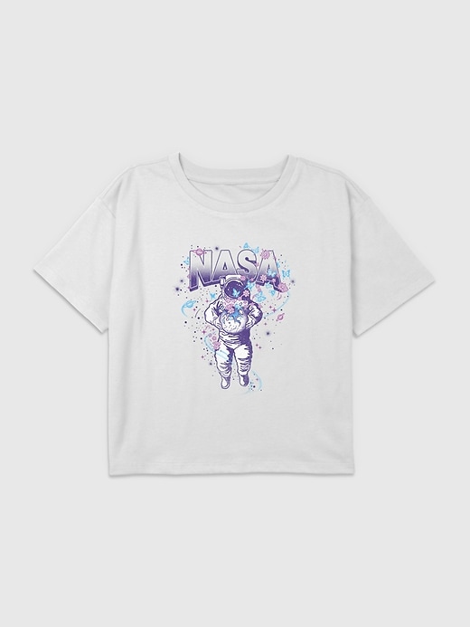 Image number 1 showing, Kids NASA Pastel Astronaut Graphic Boxy Crop Tee