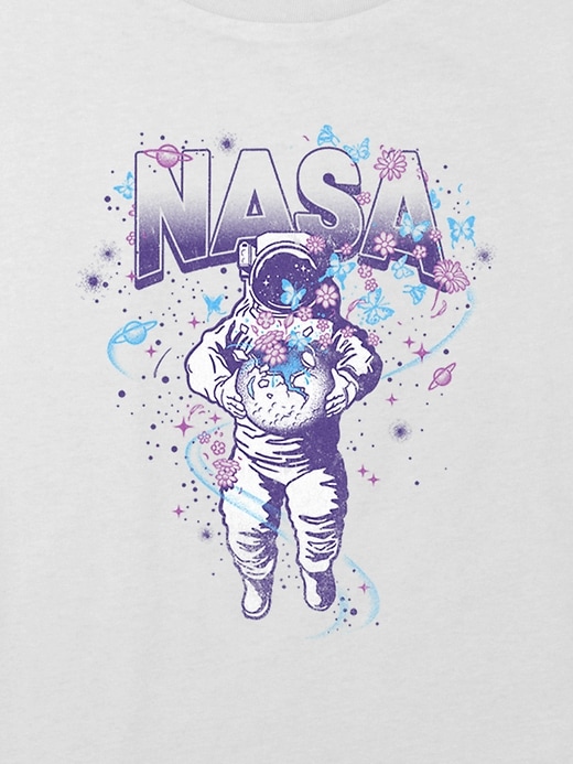 Image number 2 showing, Kids NASA Pastel Astronaut Graphic Boxy Crop Tee