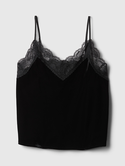 Image number 5 showing, Recycled Velvet Lace-Trim Cami