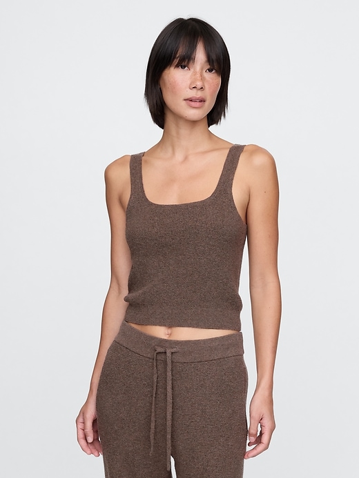 Image number 1 showing, CashSoft Waffle PJ Cropped Tank Top