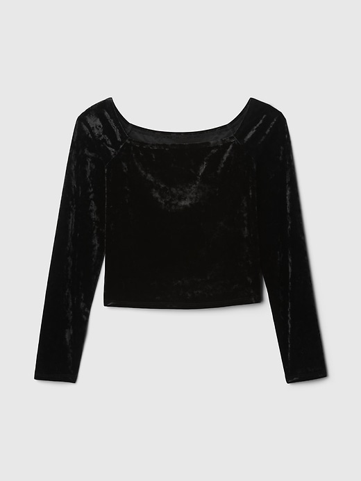 Image number 5 showing, Cropped Velvet Off-Shoulder Top