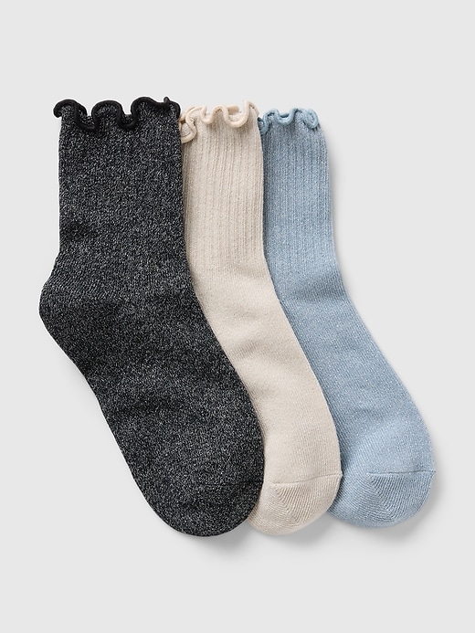 View large product image 1 of 1. Kids Shimmer Crew Socks (3-Pack)