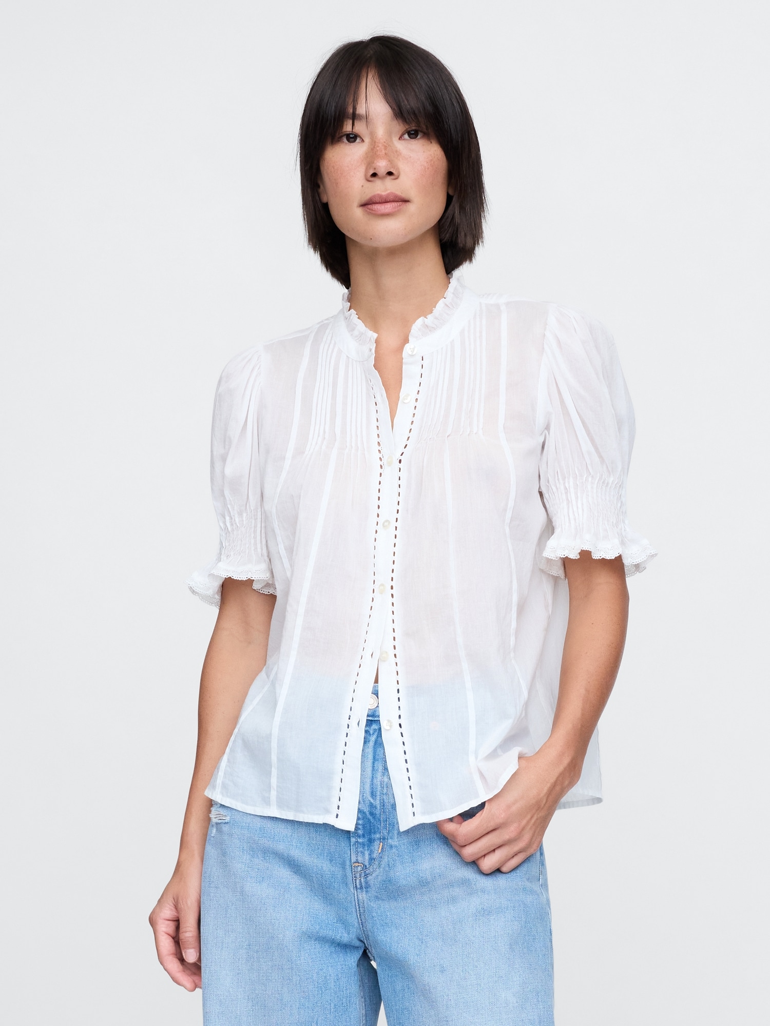 Pintuck Ruffle Shirt | Gap