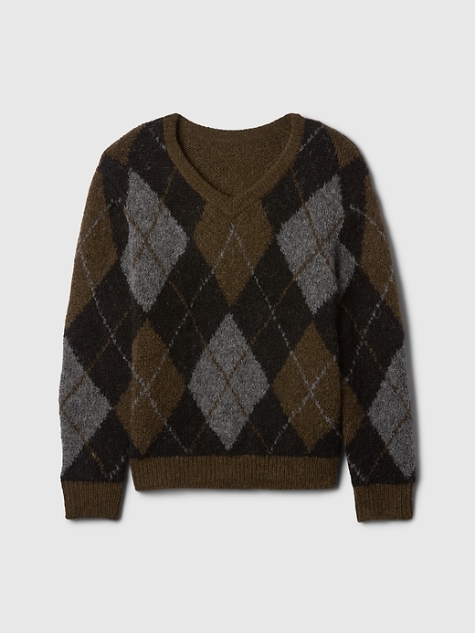 Image number 5 showing, Kids Brushed Argyle V-Neck Sweater