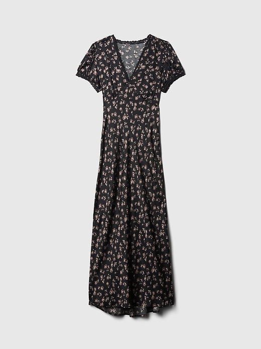 Image number 7 showing, Satin Lace-Trim Floral Maxi Dress