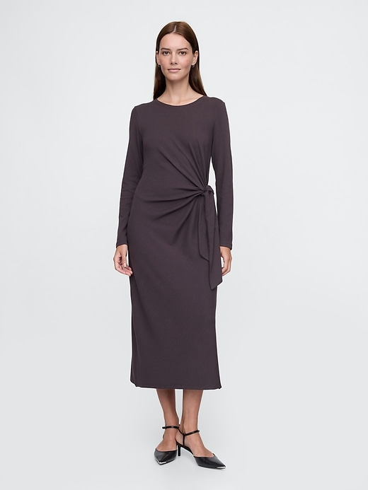 Image number 1 showing, Modern Rib Tie-Knot Midi Dress