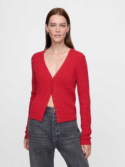 Image number 1 showing, Cable-Knit Cardigan