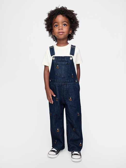 Image number 1 showing, Gap × Disney Baby Mickey Mouse Embroidered Denim Overalls