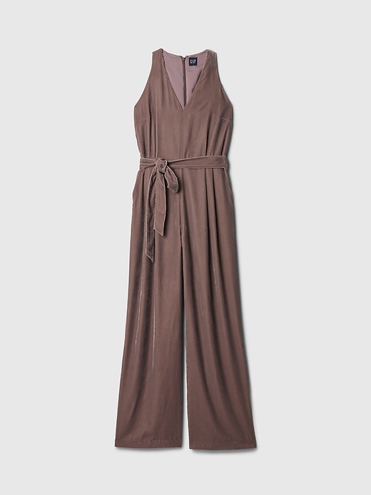 Image number 7 showing, Recycled Velvet V-Neck Jumpsuit