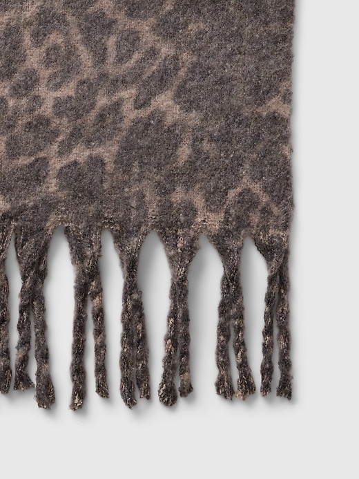 Image number 3 showing, Leopard Fringe Scarf