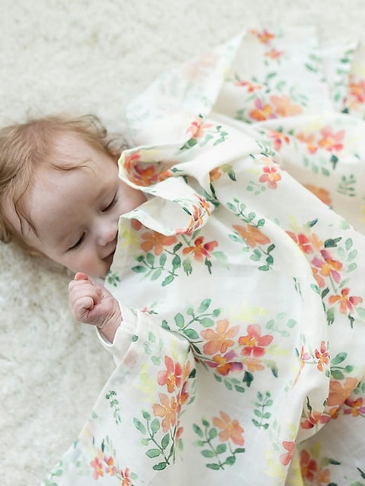 Image number 4 showing, The Gilded Bird Pretty Stems Organic Cotton Muslin Swaddle