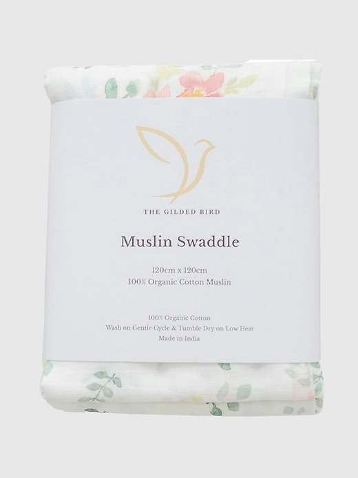 Image number 1 showing, The Gilded Bird Pretty Stems Organic Cotton Muslin Swaddle