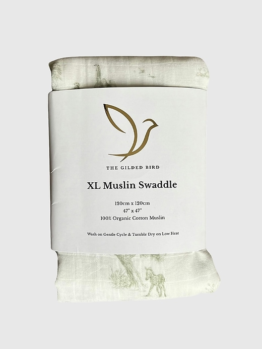 Image number 1 showing, The Gilded Bird Safari Toile Organic Cotton Muslin Swaddle