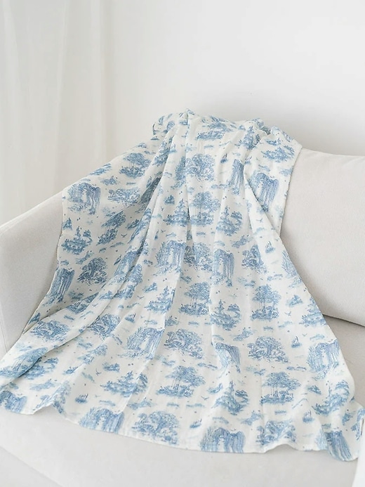 Image number 2 showing, The Gilded Bird Spring Toile Organic Cotton Muslin Swaddle