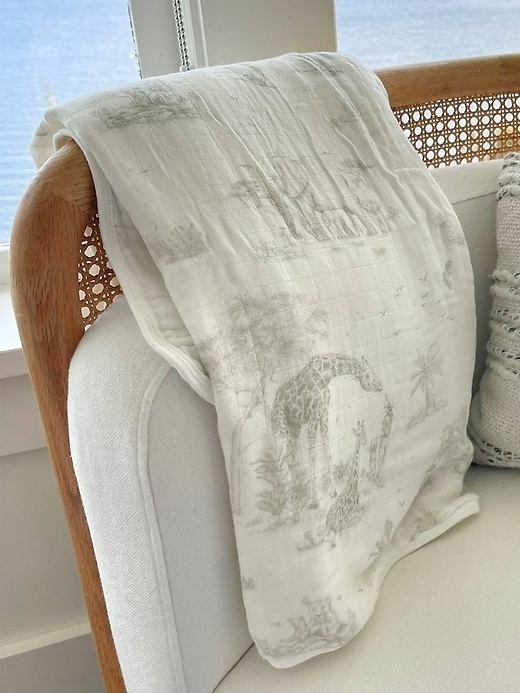 Image number 3 showing, The Gilded Bird Safari Toile Bamboo Baby Blanket