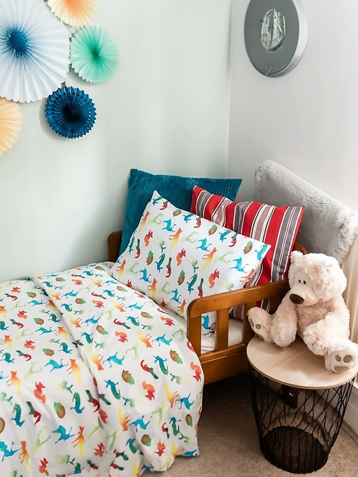 Image number 4 showing, The Gilded Bird Colourful Animals Organic Cotton Toddler Duvet Cover and Pillow Case Set