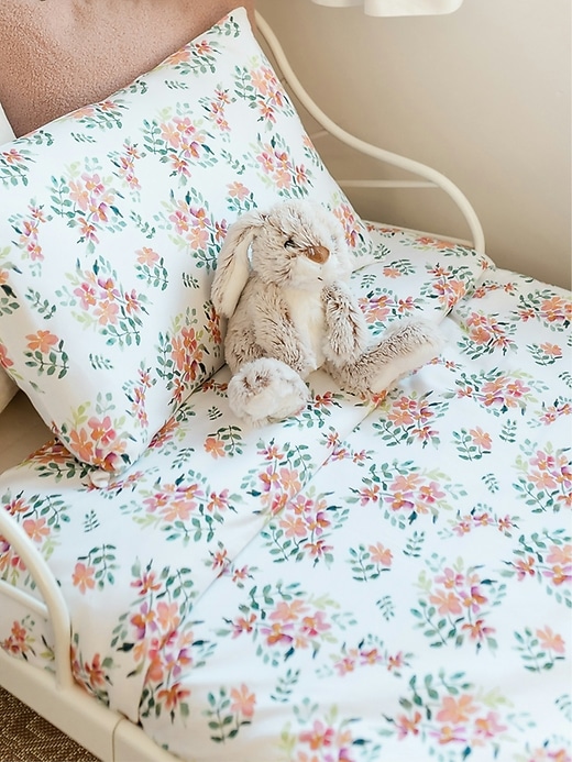 Image number 2 showing, The Gilded Bird Pretty Stems Organic Cotton Toddler Duvet Cover and Pillow Case Set