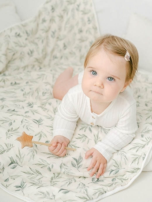 Image number 4 showing, The Gilded Bird Linen Leaves Bamboo Baby Blanket