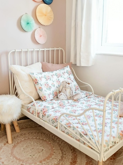 Image number 9 showing, The Gilded Bird Boho Feathers Organic Cotton Toddler Duvet Cover and Pillow Case Set