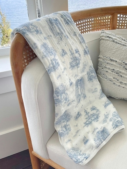 Image number 2 showing, The Gilded Bird Spring Toile Bamboo Baby Blanket