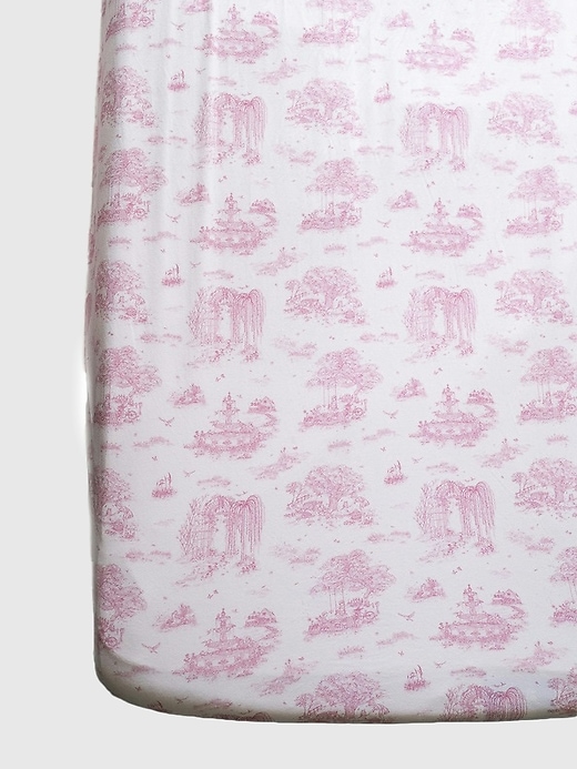 Image number 1 showing, The Gilded Bird Spring Toile Pink Fitted Crib Sheet