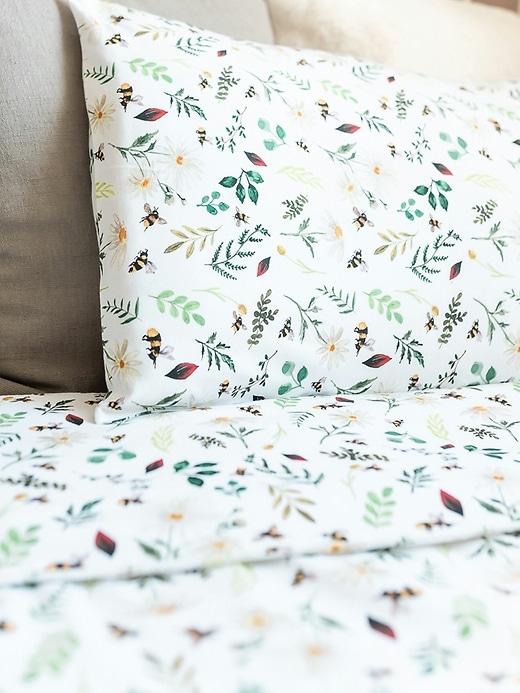 Image number 3 showing, The Gilded Bird Wild Bee White Organic Cotton Toddler Duvet Cover and Pillow Case Set