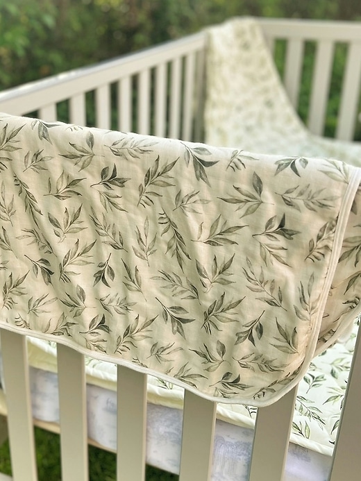 Image number 5 showing, The Gilded Bird Linen Leaves Bamboo Baby Blanket