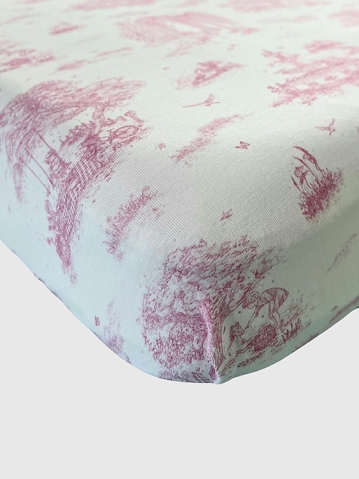 Image number 5 showing, The Gilded Bird Spring Toile Pink Fitted Crib Sheet