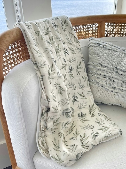 Image number 3 showing, The Gilded Bird Linen Leaves Bamboo Baby Blanket