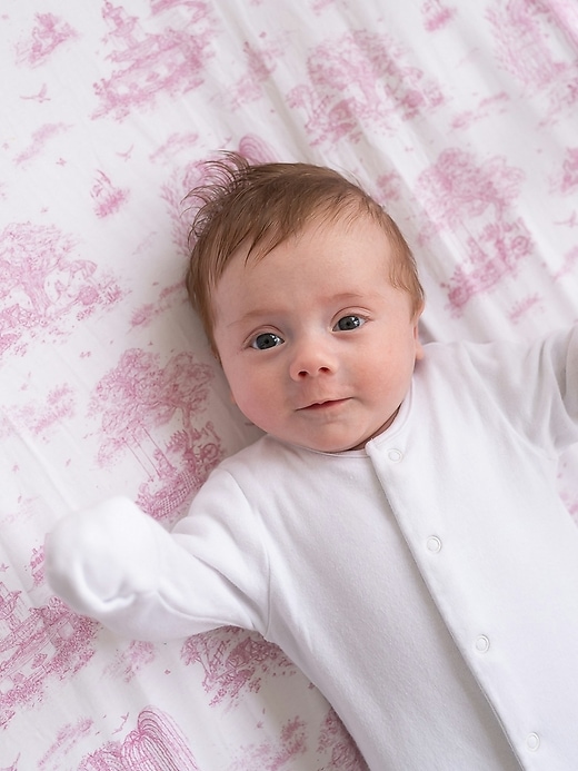 Image number 3 showing, The Gilded Bird Spring Toile Pink Fitted Crib Sheet