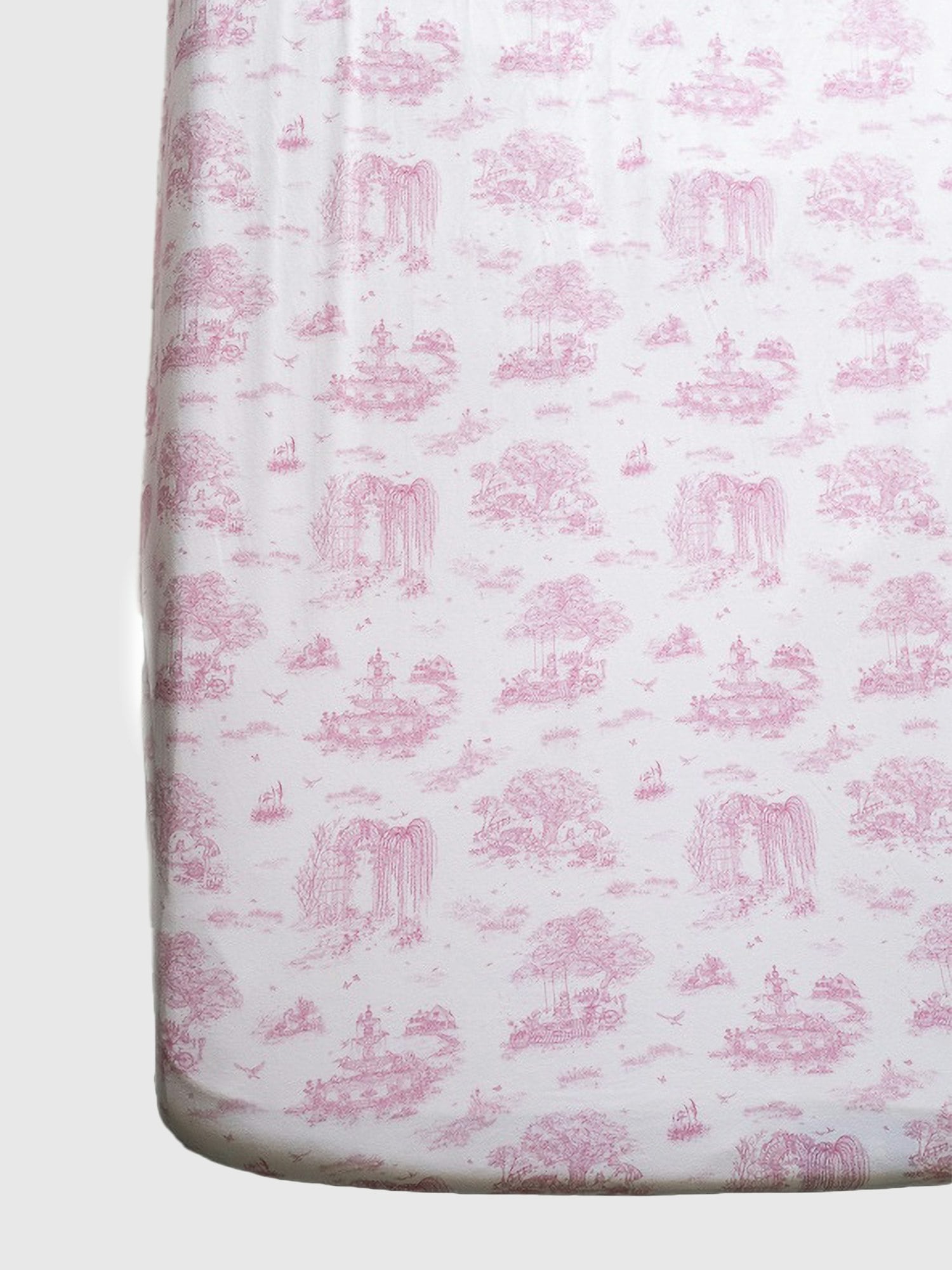 The Gilded Bird Spring Toile Pink Fitted Crib Sheet