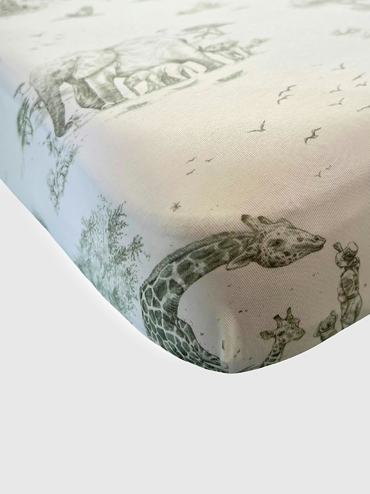 Image number 5 showing, The Gilded Bird Safari Toile Fitted Crib Sheet