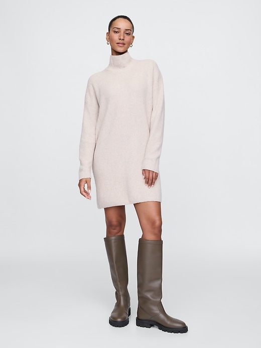 Image number 3 showing, CashSoft Rib Turtleneck Mini Sweater Dress