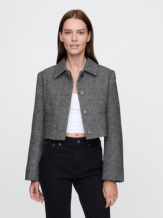 Image number 1 showing, Cropped Herringbone Jacket