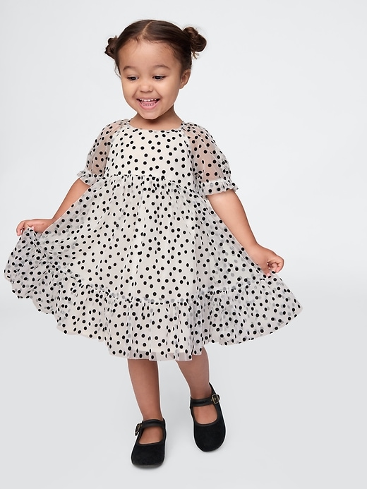 Image number 1 showing, babyGap Puff Sleeve Polka Dot Tulle Dress