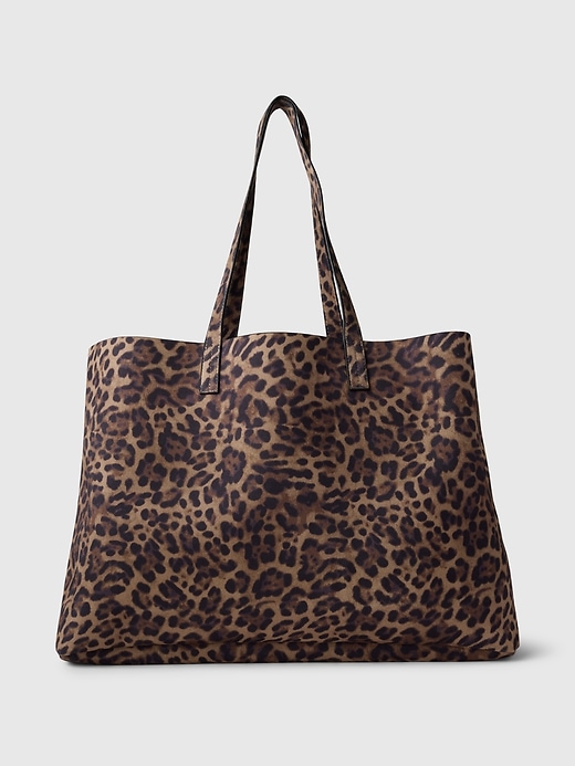 Image number 1 showing, Leopard Vegan Suede Tote Bag