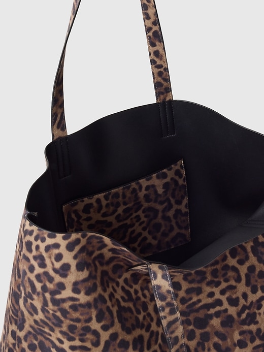 Image number 3 showing, Leopard Vegan Suede Tote Bag