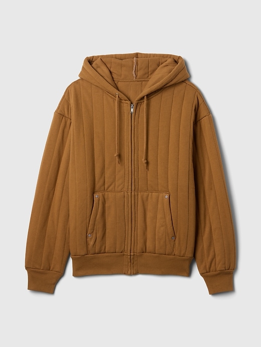 Image number 6 showing, Waffle-Lined Quilted Zip Hoodie