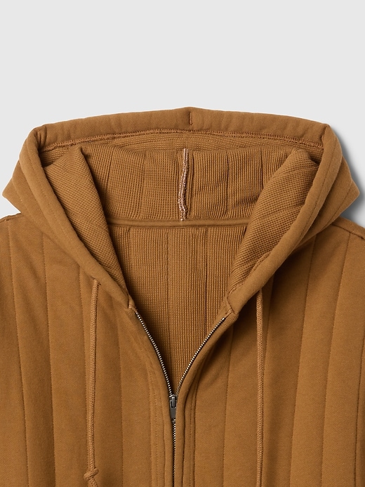 Image number 4 showing, Waffle-Lined Quilted Zip Hoodie