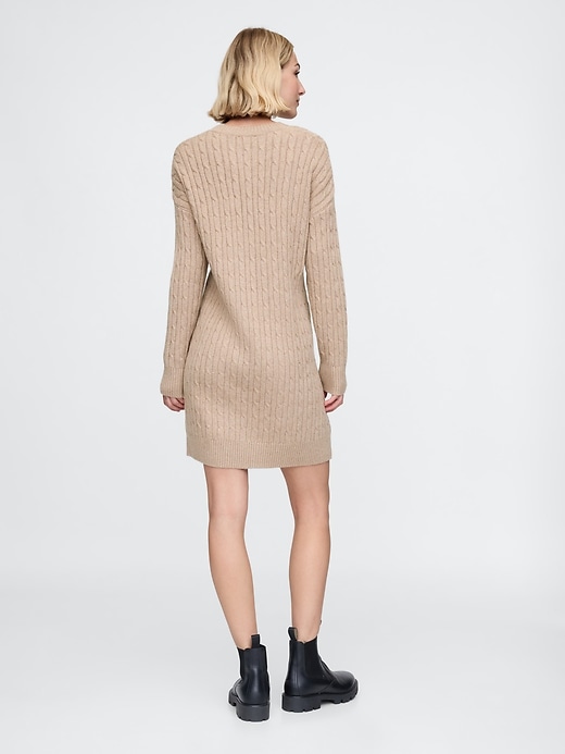 Image number 2 showing, CashSoft Cable-Knit Mini Sweater Dress